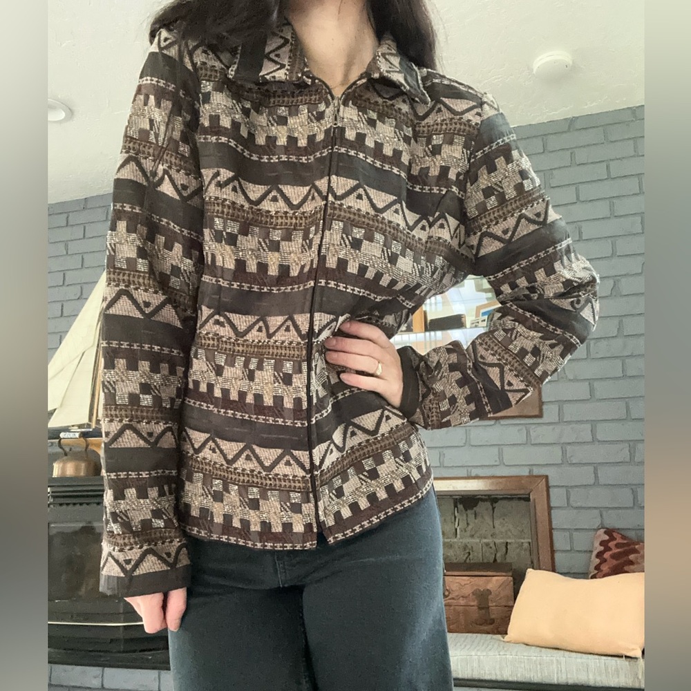 Christopher & Banks Neutral Color Patterned Jacket